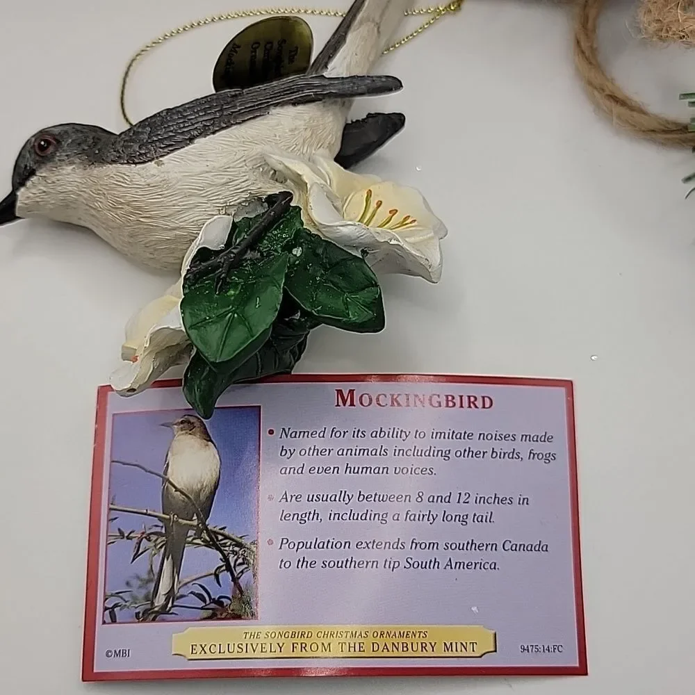 Danbury Mint Christmas Songbird Ornament Mockingbird Retired